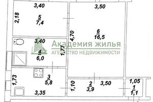 2-к квартира, вторичка, 41м2, 1/2 этаж