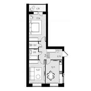 2-к квартира, строящийся дом, 71м2, 3/10 этаж