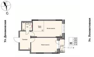 2-к квартира, строящийся дом, 51м2, 2/10 этаж