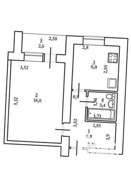 1-к квартира, вторичка, 40м2, 2/9 этаж