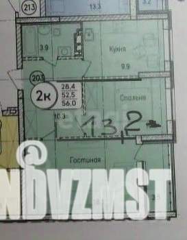 2-к квартира, вторичка, 54м2, 6/17 этаж