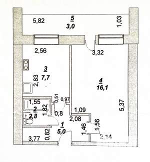 1-к квартира, вторичка, 35м2, 7/9 этаж