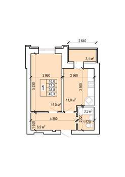 1-к квартира, вторичка, 40м2, 8/10 этаж