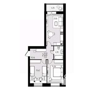 2-к квартира, строящийся дом, 71м2, 7/10 этаж