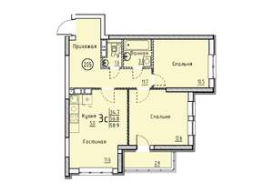 Студия квартира, вторичка, 59м2, 2/25 этаж