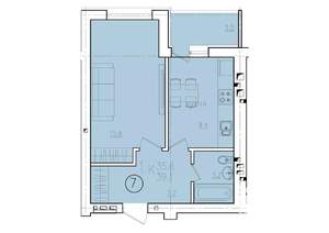1-к квартира, вторичка, 39м2, 2/10 этаж