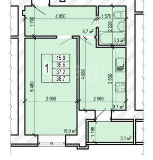 1-к квартира, вторичка, 39м2, 3/10 этаж