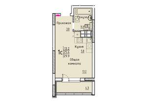 Студия квартира, вторичка, 30м2, 13/25 этаж