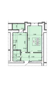 1-к квартира, вторичка, 40м2, 6/10 этаж