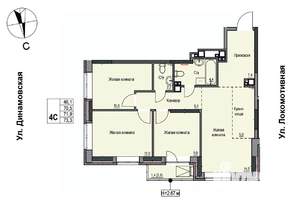 4-к квартира, строящийся дом, 72м2, 8/10 этаж