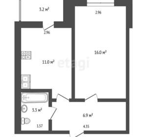 1-к квартира, вторичка, 40м2, 5/10 этаж