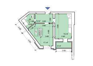 1-к квартира, вторичка, 48м2, 9/10 этаж