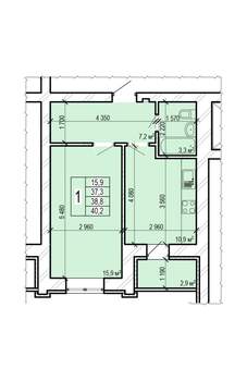 1-к квартира, вторичка, 40м2, 1/10 этаж