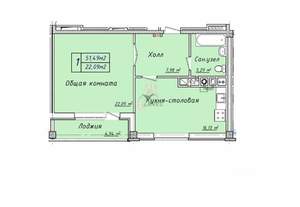Студия квартира, сданный дом, 57м2, 2/7 этаж