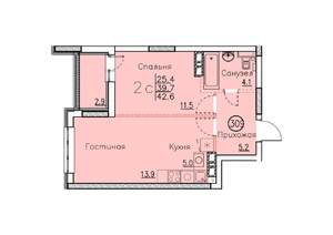 Студия квартира, вторичка, 43м2, 23/25 этаж