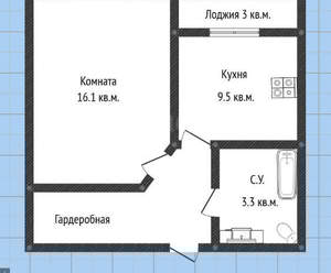 1-к квартира, вторичка, 38м2, 8/10 этаж