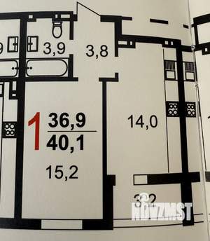 1-к квартира, сданный дом, 40м2, 15/25 этаж