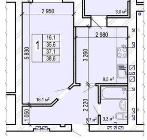 1-к квартира, вторичка, 39м2, 8/10 этаж