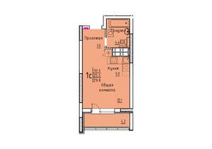 Студия квартира, вторичка, 30м2, 24/25 этаж