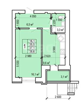 1-к квартира, сданный дом, 39м2, 1/10 этаж