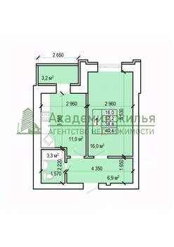 1-к квартира, вторичка, 40м2, 6/10 этаж