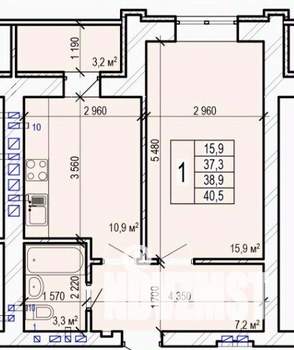 1-к квартира, сданный дом, 41м2, 3/10 этаж