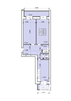 2-к квартира, вторичка, 74м2, 6/10 этаж