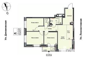 4-к квартира, строящийся дом, 72м2, 9/10 этаж