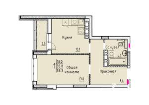 Студия квартира, вторичка, 38м2, 25/25 этаж