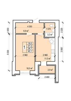 1-к квартира, вторичка, 40м2, 10/10 этаж
