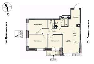 4-к квартира, строящийся дом, 72м2, 4/10 этаж