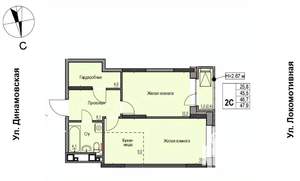 2-к квартира, строящийся дом, 47м2, 3/10 этаж