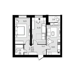 2-к квартира, строящийся дом, 70м2, 7/10 этаж