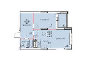 Студия квартира, вторичка, 50м2, 25/25 этаж