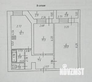 2-к квартира, вторичка, 55м2, 9/10 этаж