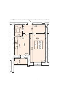 1-к квартира, вторичка, 40м2, 6/10 этаж