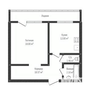 1-к квартира, сданный дом, 39м2, 5/6 этаж