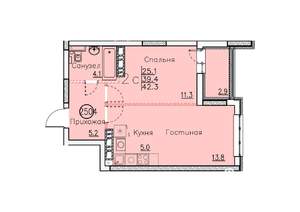 Студия квартира, вторичка, 42м2, 25/25 этаж