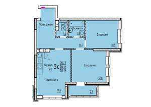 Студия квартира, вторичка, 59м2, 20/25 этаж