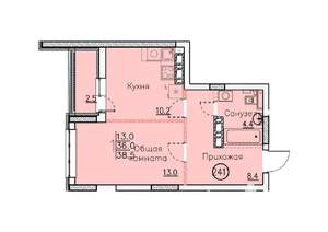 Студия квартира, вторичка, 39м2, 24/25 этаж