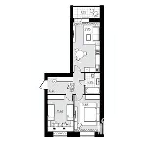2-к квартира, строящийся дом, 71м2, 9/10 этаж