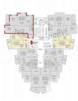 2-к квартира, вторичка, 88м2, 13/20 этаж