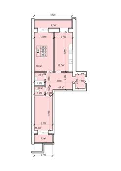 2-к квартира, вторичка, 76м2, 1/10 этаж
