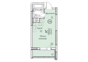 Студия квартира, вторичка, 30м2, 15/25 этаж