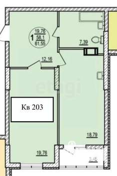 1-к квартира, сданный дом, 62м2, 5/10 этаж