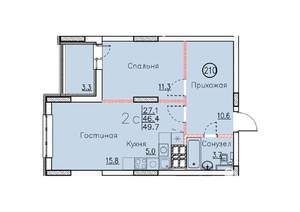 Студия квартира, вторичка, 50м2, 2/25 этаж