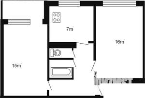 2-к квартира, вторичка, 46м2, 3/5 этаж