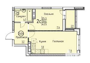 Студия квартира, вторичка, 43м2, 24/25 этаж