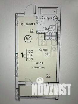 1-к квартира, вторичка, 30м2, 8/25 этаж