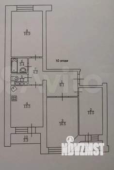 3-к квартира, вторичка, 76м2, 2/10 этаж